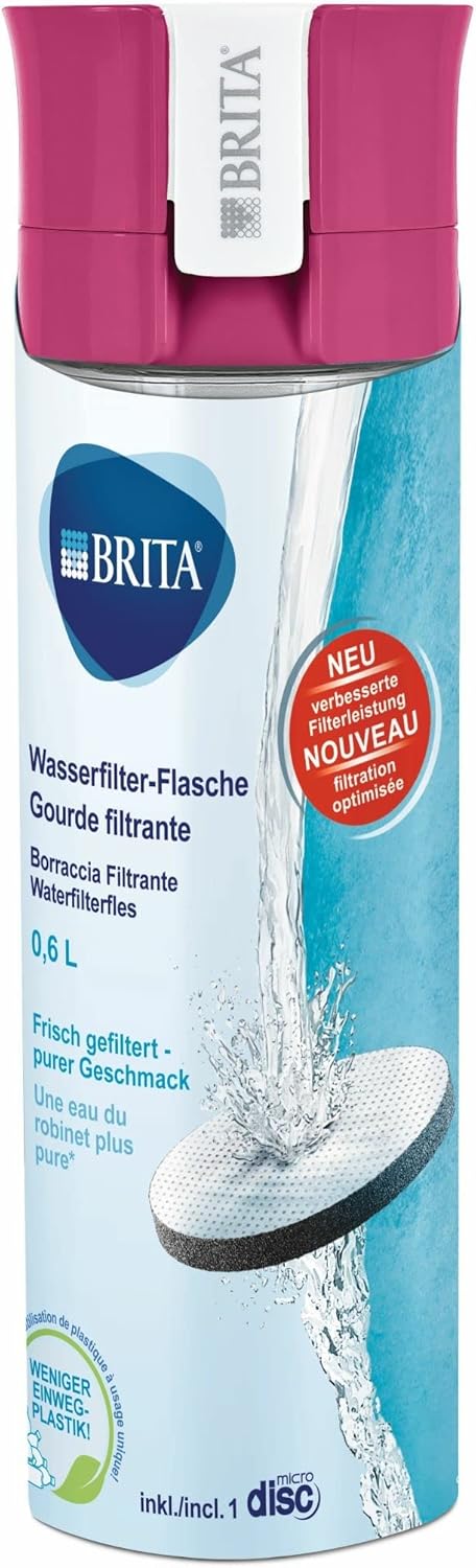 BRITA S1184 Fill and Go Vital Water Filter Bottle, Pink, 