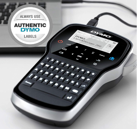 DYMO LabelManager 280 Rechargeable Handheld Label Maker Kit | QWERTY Keyboard | with 2 Rolls of D1 Labels & Carrying Case