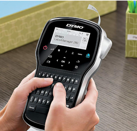 DYMO LabelManager 280 Rechargeable Handheld Label Maker Kit | QWERTY Keyboard | with 2 Rolls of D1 Labels & Carrying Case