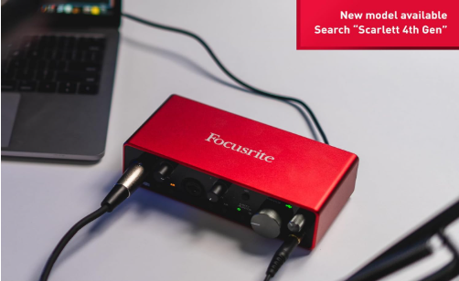 Focusrite Scarlett 2i2 3rd Gen USB Audio Interface for Recording, Songwriting, Streaming and Podcasting — High-Fidelity, Studio Quality Recording, and All the Software You Need to Record