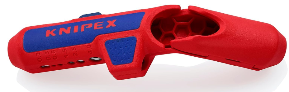 KNIPEX Ergostrip Universal Stripping Tool for Right-Handers, 135 mm, Round Cable, Coax Cables, Data Cables, Wire Stripper, 16 95 01 SB