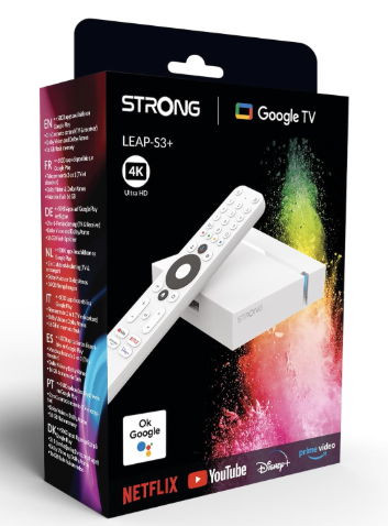 STRONG - 4K UHD Android TV Streaming Box - Leap-S3+ - Chromecast Built-in - Google Voice Assistant Compatible - Dolby Atmos & Dolby Vision - Easy to Install - White