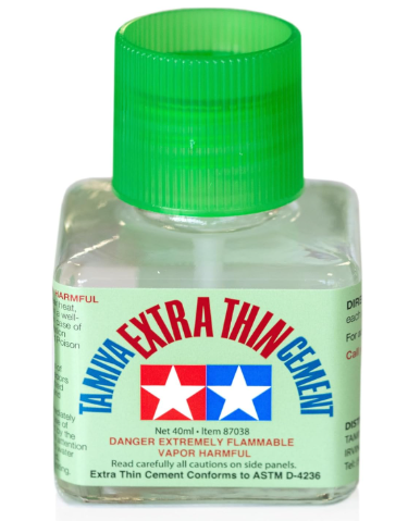 Tamiya Extra Thin Liquid Cement Glue with Applicator Brush - 40ml Bottle - 87038