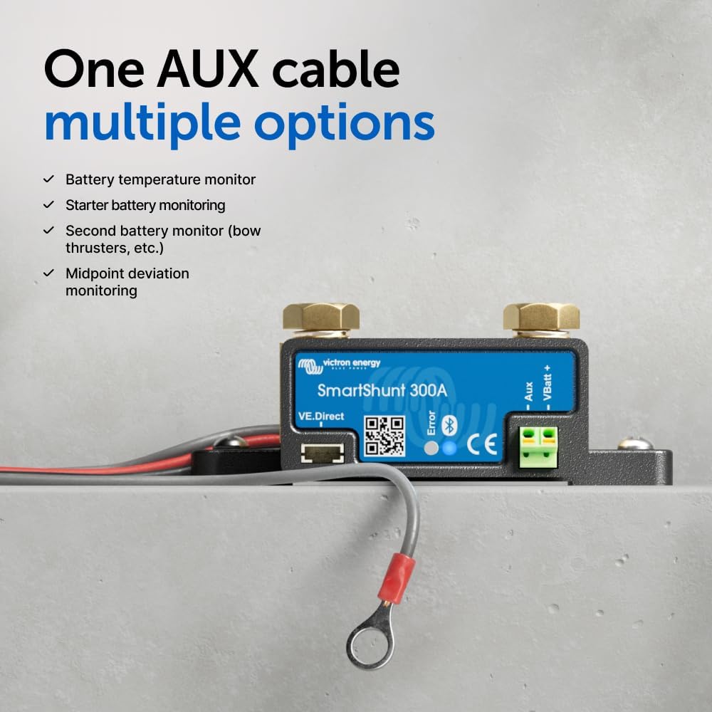 Victron Energy Smart Battery Shunt - Battery Monitor (Bluetooth) - Victron Smart Shunt with detailed in-app Insights - 6.5V-70V, 300 amp