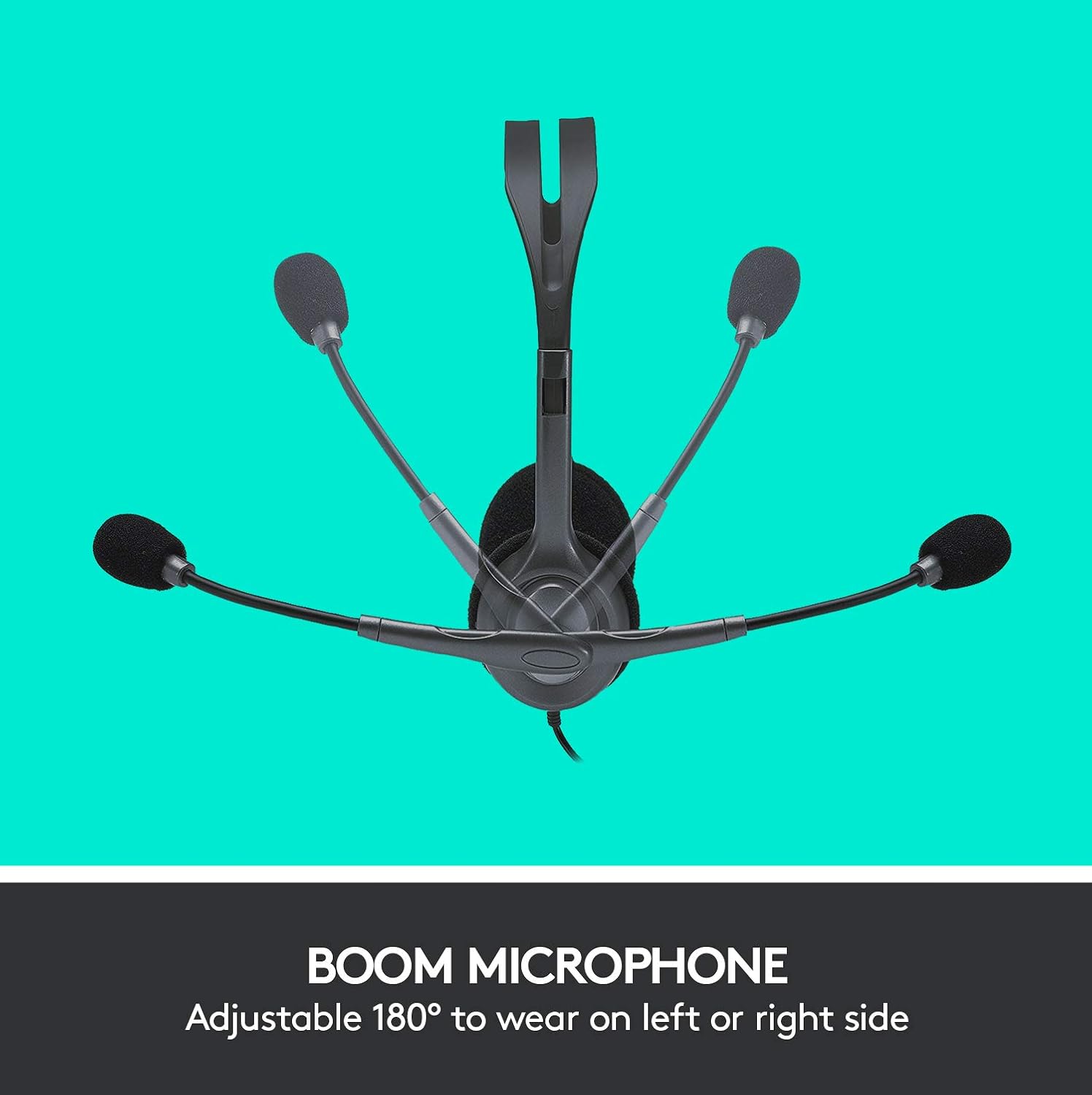 Logitech H111 Wired Headset, Stereo Headphones with Noise-Cancelling Microphone, 3.5 mm Audio Jack, PC/Mac/Laptop/Smartphone/Tablet - Black