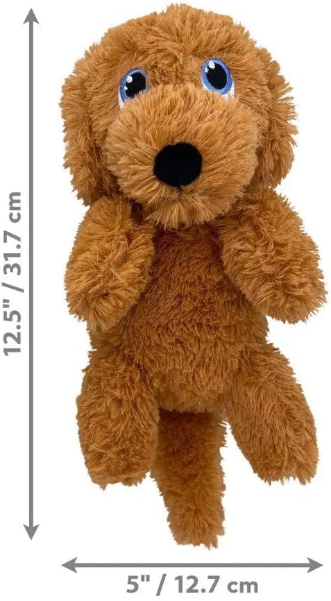 KONG Comfort Pups Low Stuffing Plush Fur and Crinkly Noise with Squeaker (Medium, Goldie)