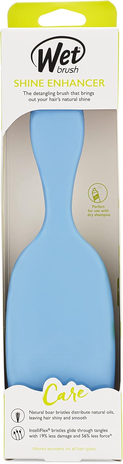 WetBrush Shine Enhancer Brush with Soft Intelliflex and Natural Boar Bristles to Help Distribute Hairs Natural Oils, Wet Brush Detangler Is Gentle on Hair, Sky
