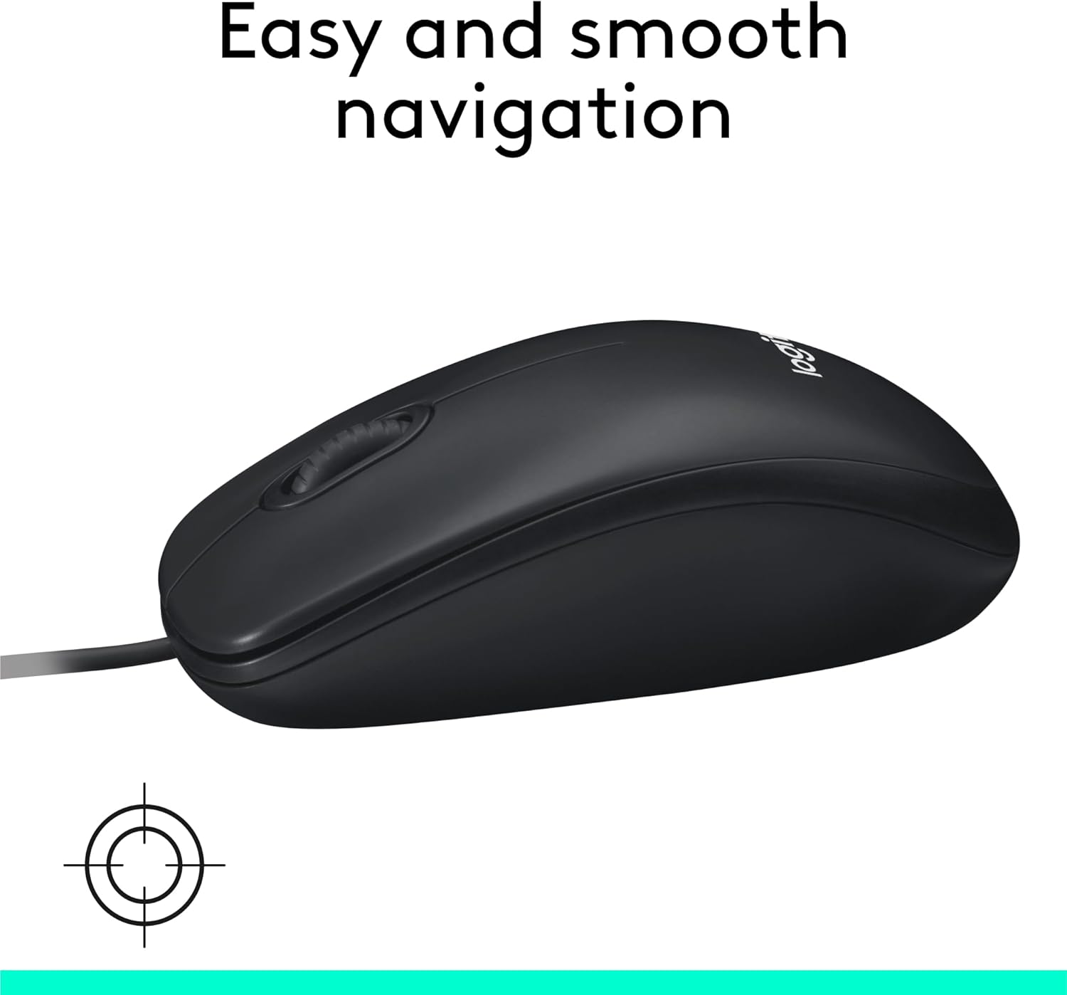 Logitech M100 Wired USB Mouse 3 Buttons 1000 DPI Optical Tracking, For left and right handed users, Compatible with PC, Mac, Laptop - Black