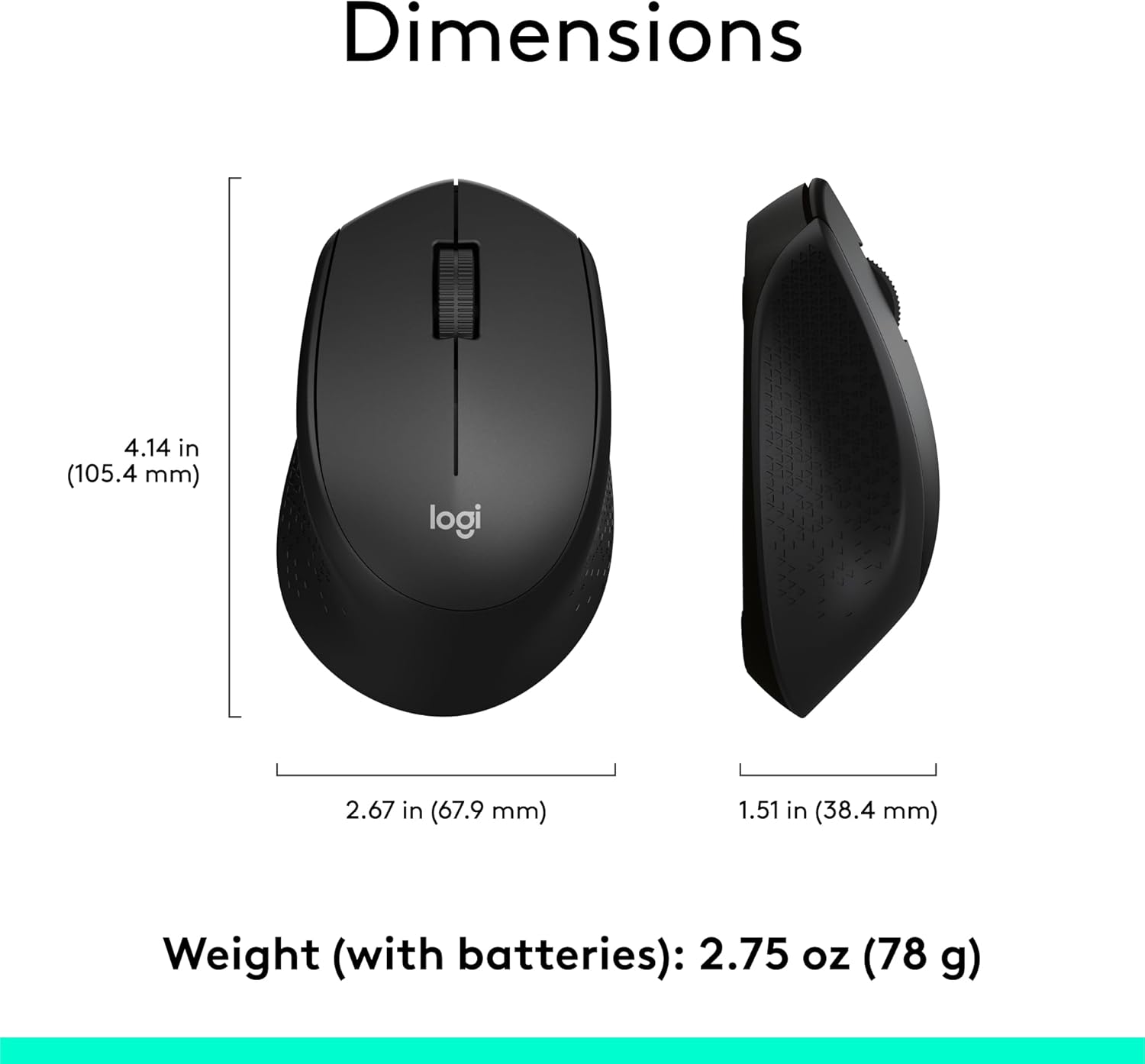 Logitech M280 Wireless Mouse, 2.4 GHz with USB Nano Receiver, 1000 DPI Optical Tracking, 3 Buttons, 18 Month Battery, Compatible with PC, Mac, Laptop, Chromebook - Black