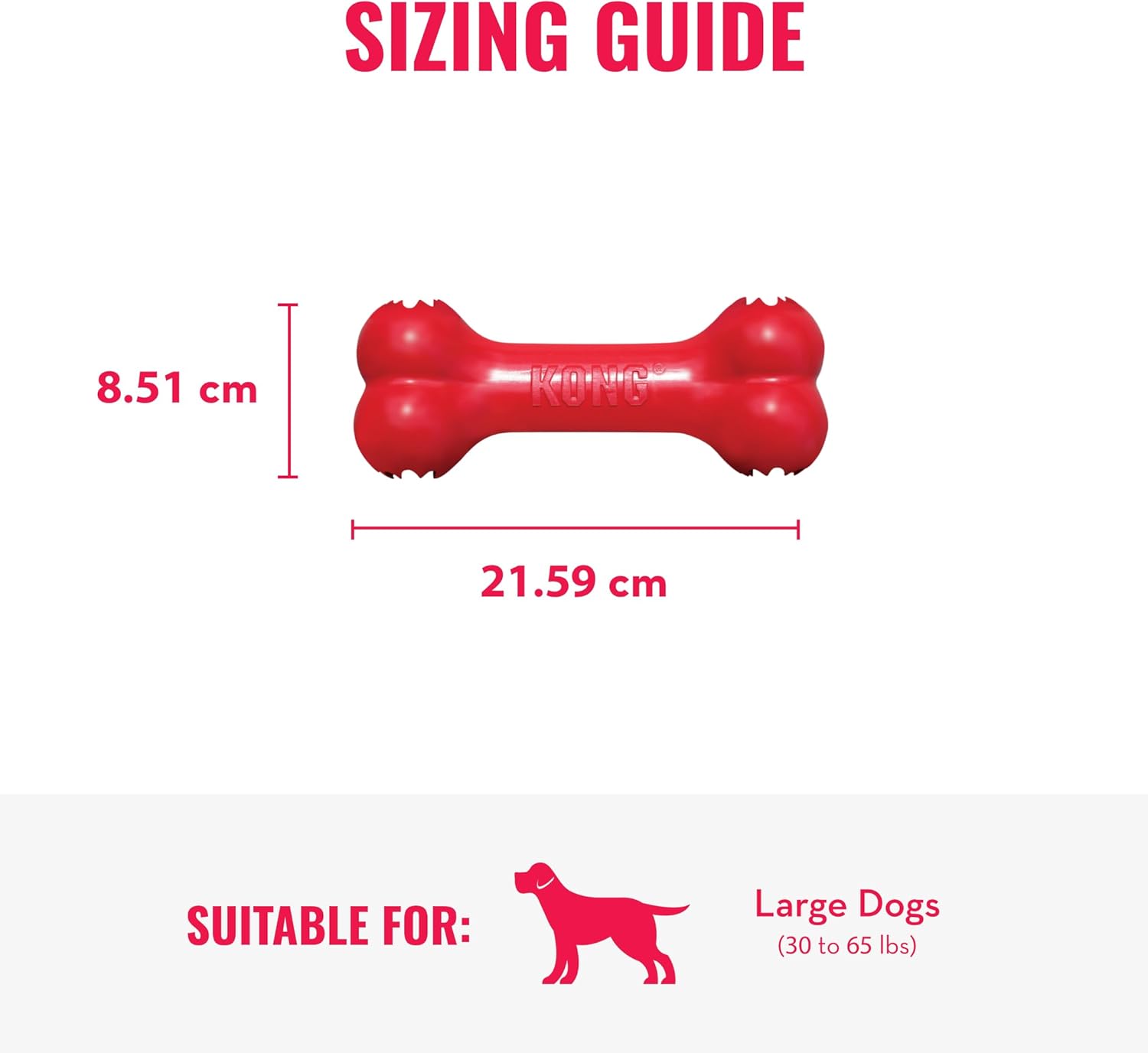KONG Goodie Bone - Classic Natural Rubber Dog Bone - Treat Dispensing - For Large Dogs, Red