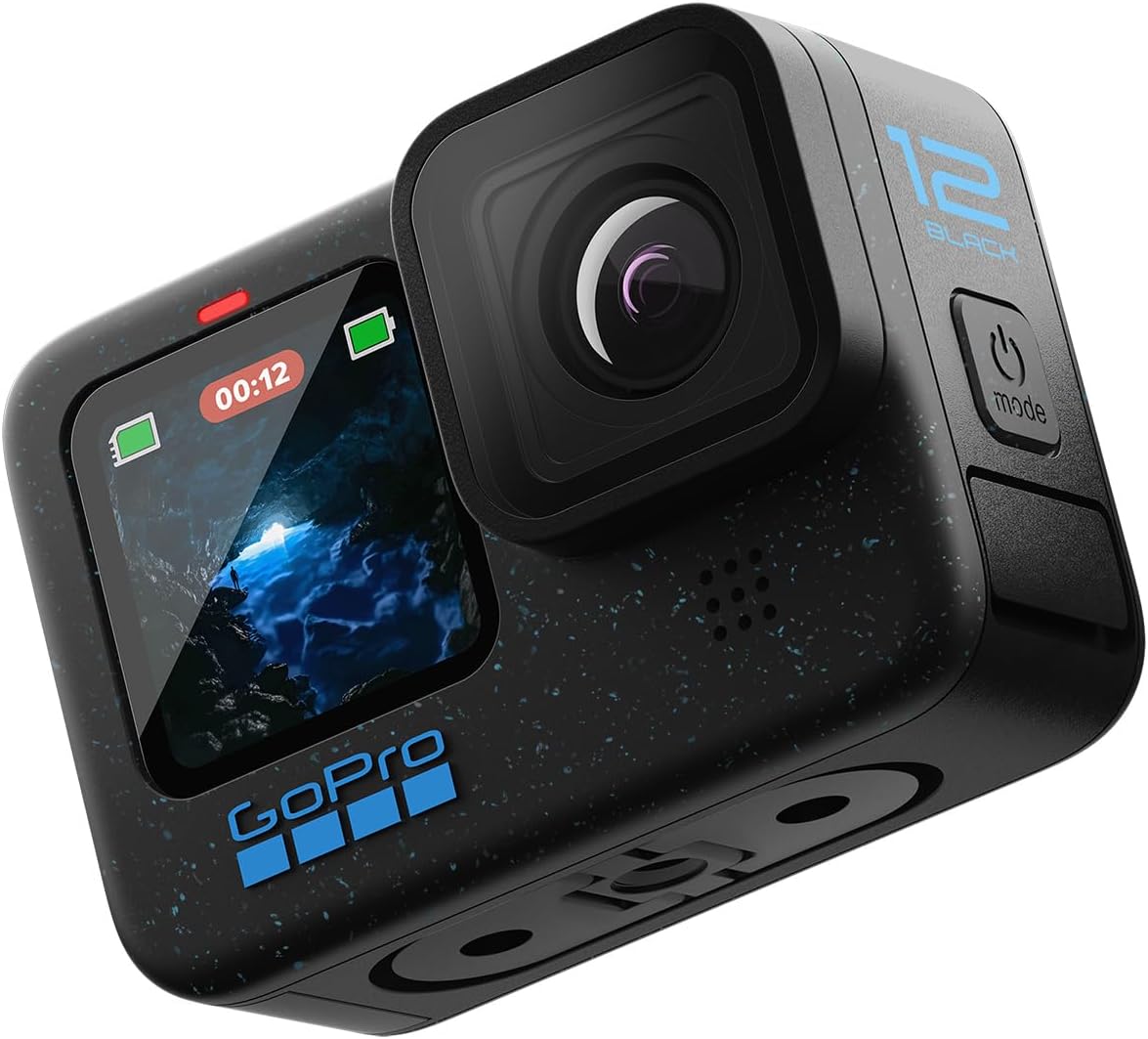 GoPro HERO12 Black - Waterproof Action Camera with 5.3K60 Ultra HD Video, 27MP Photos, HDR, 1/1.9" Image Sensor, Live Streaming, Webcam, Stabilization