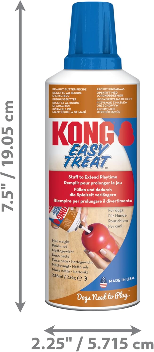 KONG Easy Treat for Dogs - No-Mess Dog Treat Paste - Use with KONG Rubber Toys - Peanut Butter, 227ml