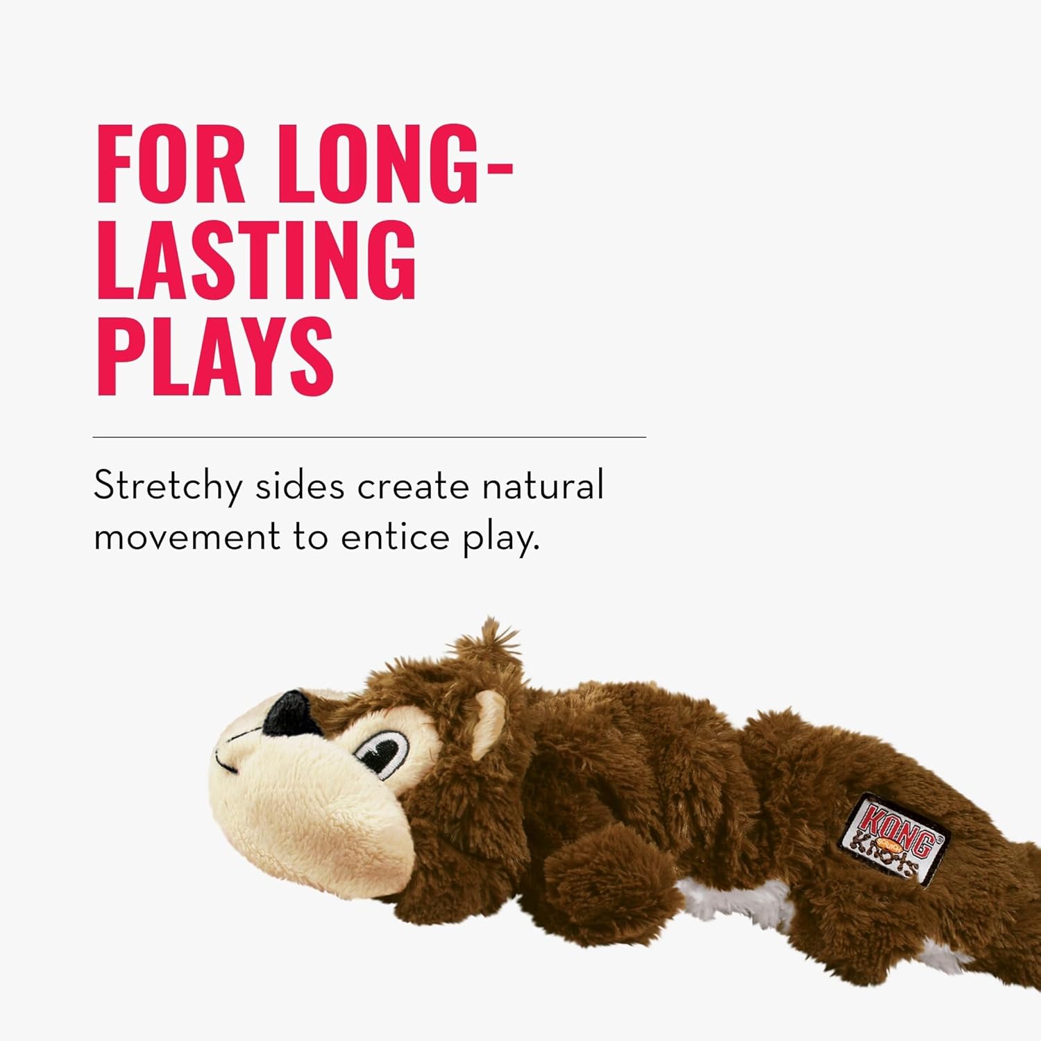 KONG - Scrunch Knots Squirrel - Internal Knotted Ropes and Minimal Stuffing for Less Mess - For Medium/Large Dogs