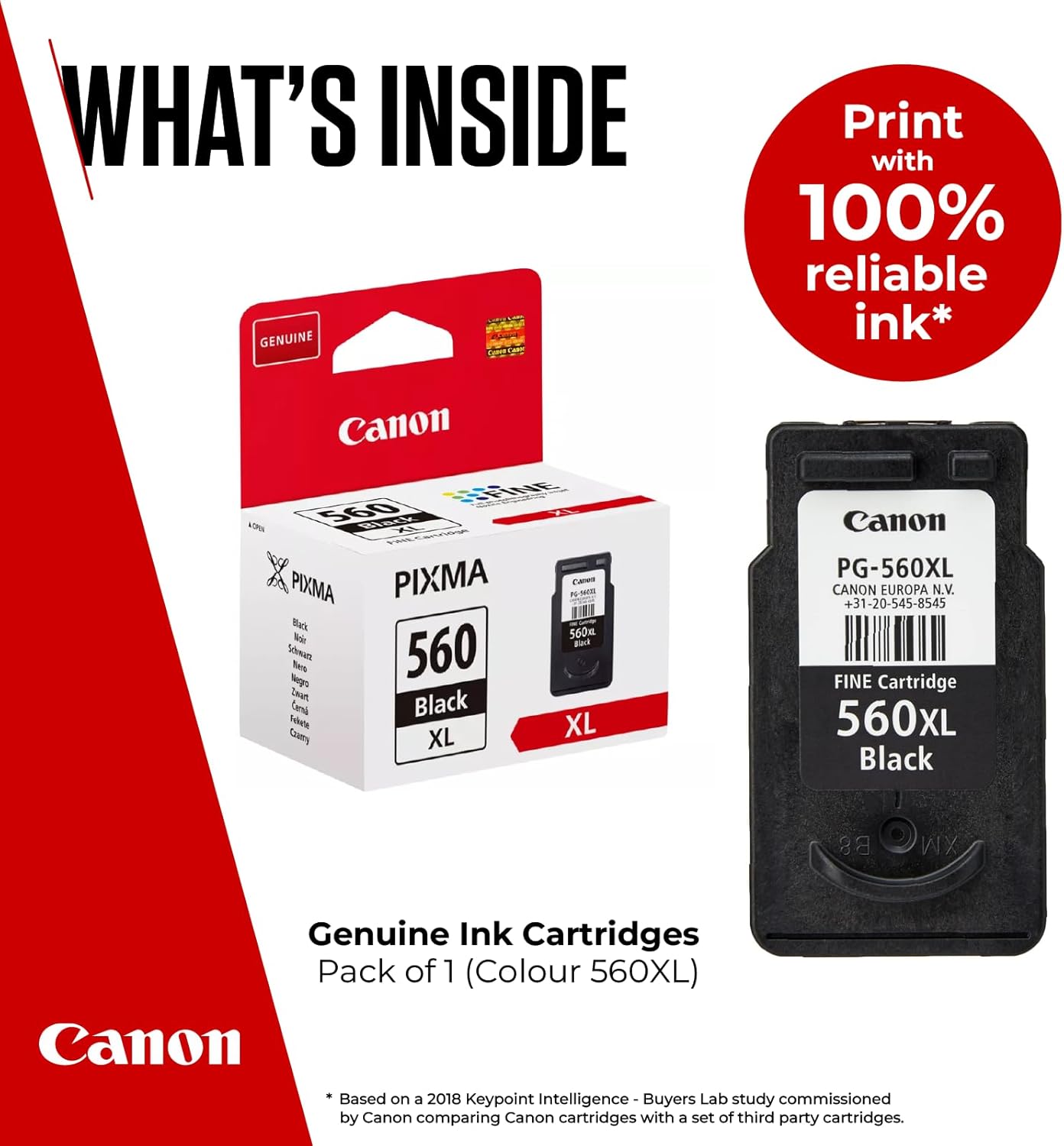 Canon Ink - PG-560XL High Yield Genuine Black Printer Ink Cartridge - Prints Up to 400 A4 Pages (1 x Cartridge)