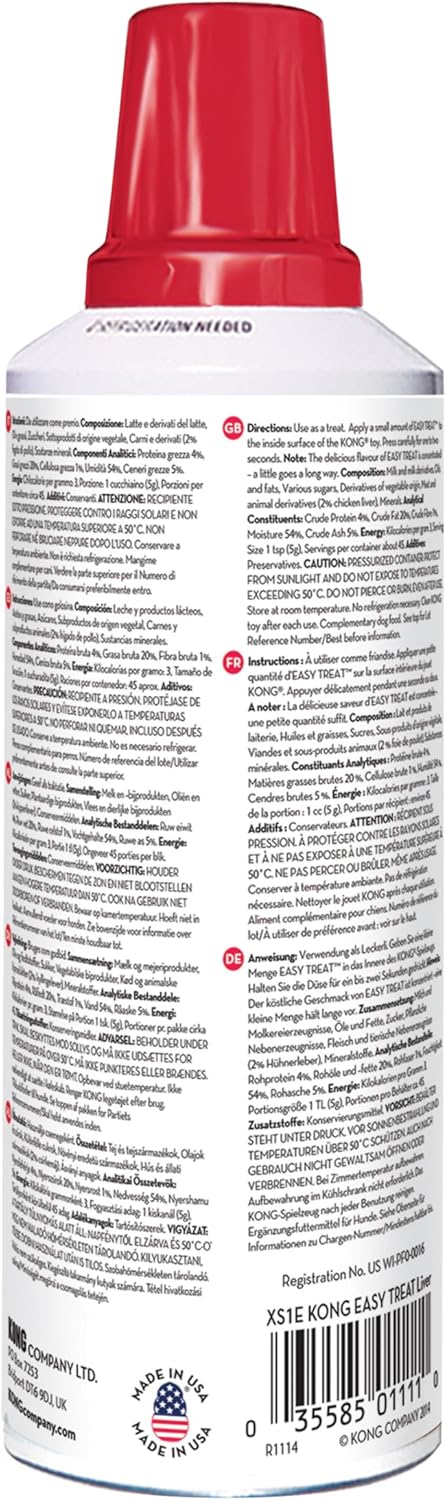 KONG Easy Treat for Dogs - No-Mess Dog Treat Paste - Use with KONG Rubber Toys - Liver, 227ml