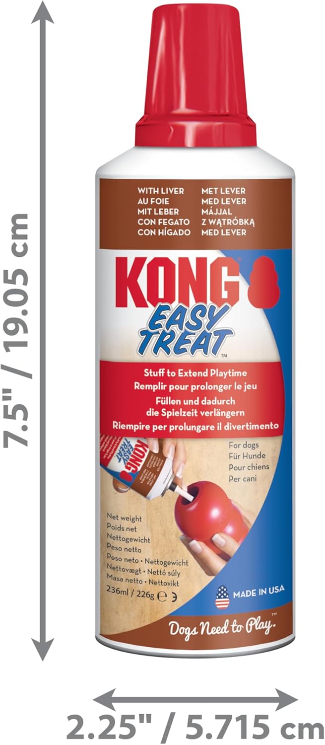 KONG Easy Treat for Dogs - No-Mess Dog Treat Paste - Use with KONG Rubber Toys - Liver, 227ml