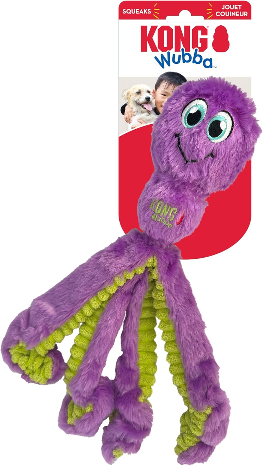 KONG Wubba Octopus Tug and Fetch Squeak Dog Toy Assorted Colors (Large)