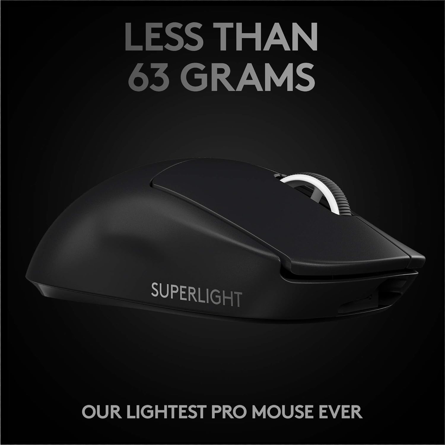 Logitech G PRO X SUPERLIGHT Wireless Gaming Mouse, made for esports HERO 25K Sensor, Ultra Lightweight 63g, Programmable Buttons, Up to 70h Battery Life, ZERO-ADDITIVE PTFE FEET, PC/Mac - Black