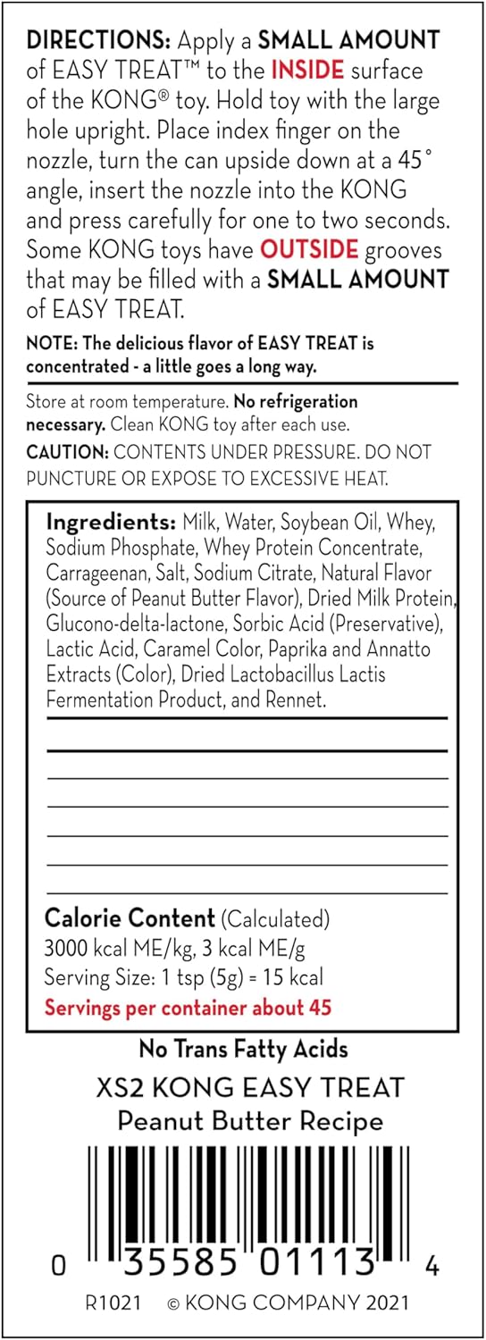 KONG Easy Treat for Dogs - No-Mess Dog Treat Paste - Use with KONG Rubber Toys - Peanut Butter, 227ml