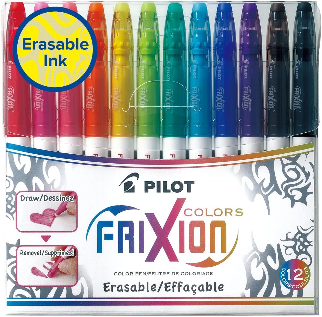 Pilot Frixion Colors Erasable Fibre Tip Colouring Pen - Assorted, Pack of 12