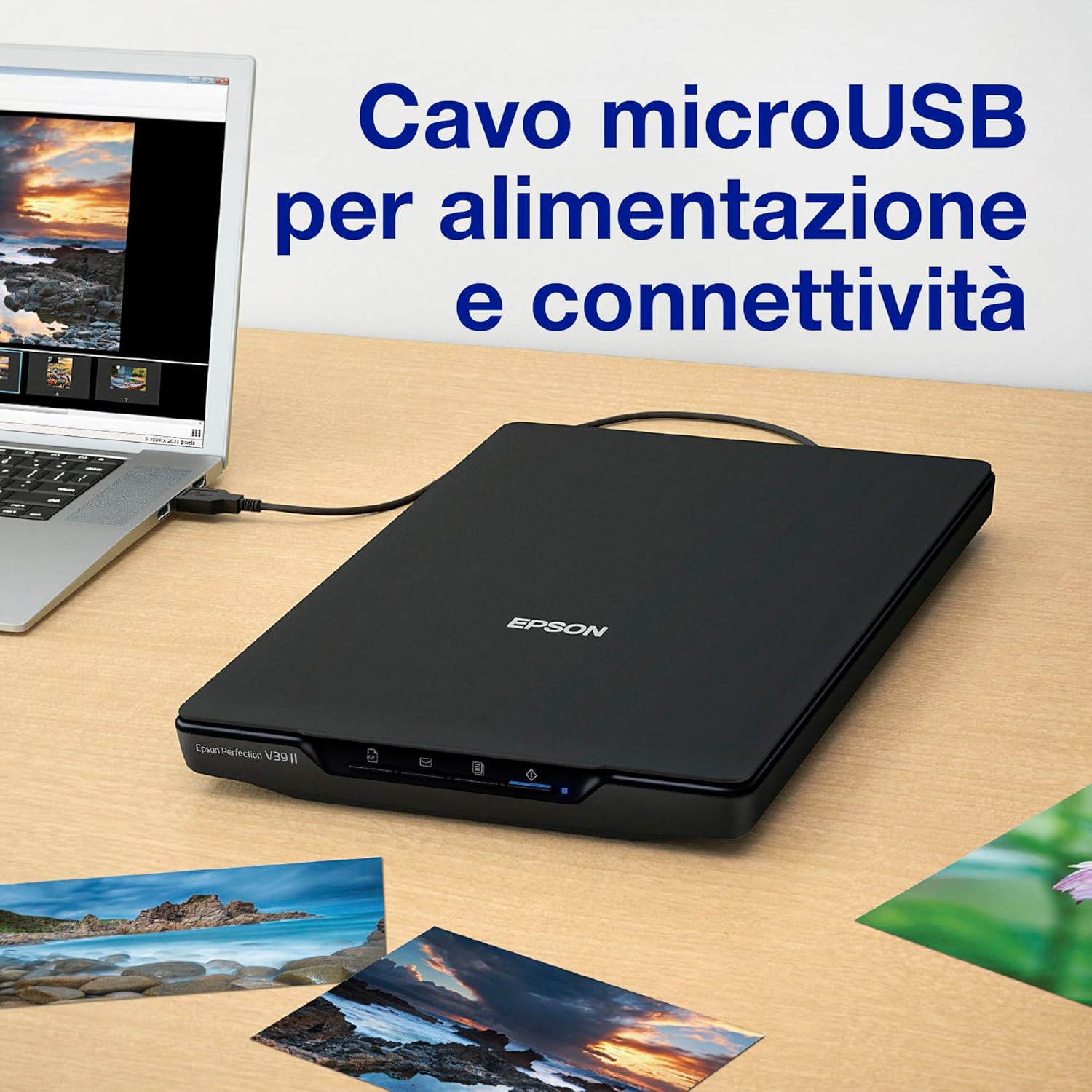 Epson Perfection V39 II Photo and Document Scanner, Black