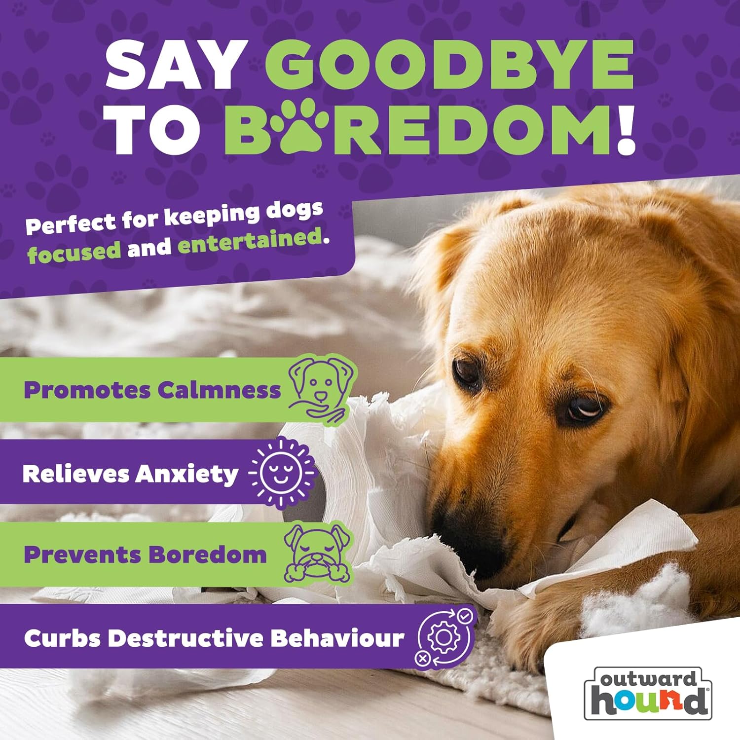 Outward Hound by Nina Ottosson Dog Brick Treat Puzzle Enrichment Toy, Level 2 Intermediate Game, Blue