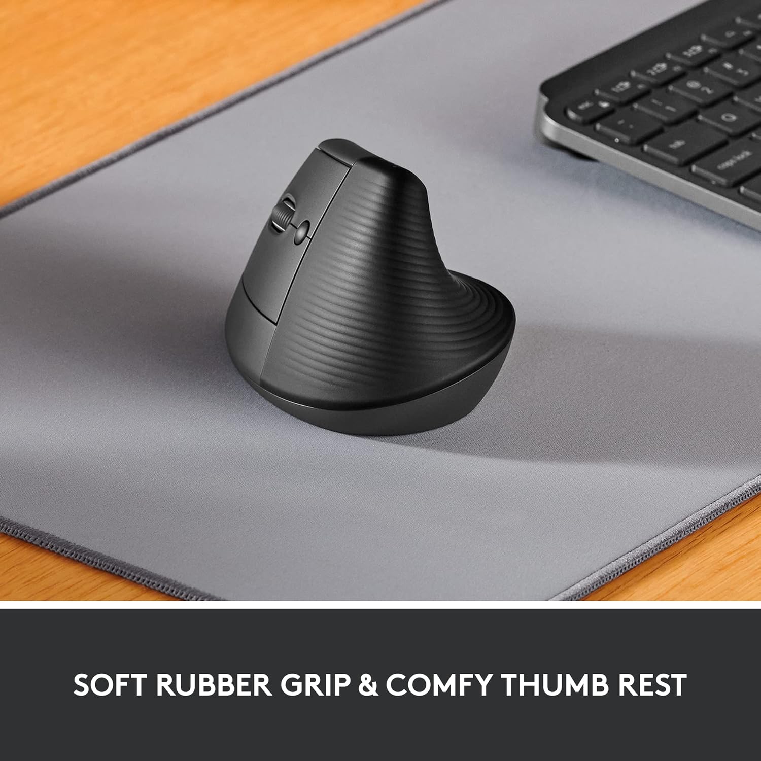 Logitech Lift Left Vertical Ergonomic Mouse, Left-handed, Wireless, Bluetooth or Logi Bolt USB, Quiet clicks, 4 buttons, compatible with Windows/macOS/iPadOS, Laptop, PC - Grey