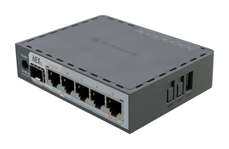 MikroTik hEX S (2025) E60iUGS A compact, affordable wired router featuring a 2.5G SFP port