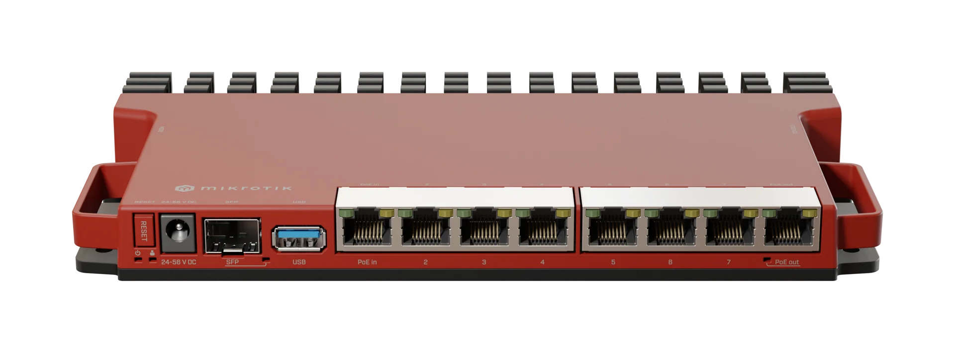 L009UiGS with dual core 800MHz CPU, 512MB RAM, 8 x Gbit LAN, 1 x 2.5 Gbit SFP port, USB, desktop/1U rackmount case, PSU, K-79 rackmount kit,