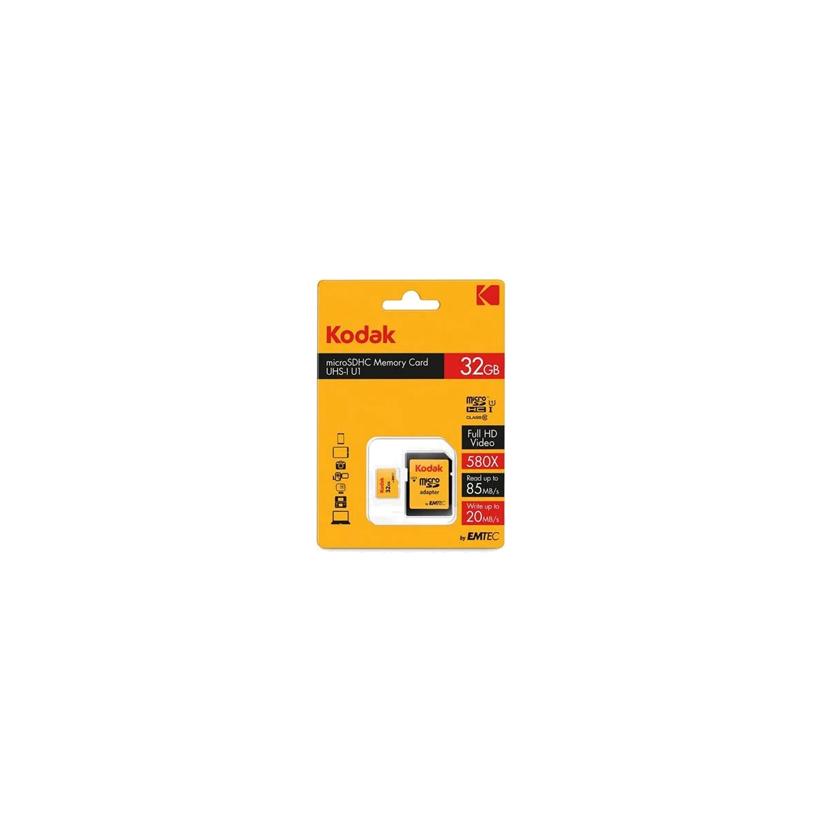Kodak Micro SDHC Memory Card 32Gb 85 Mb/s C10 UHS-I U1 V10 Premium