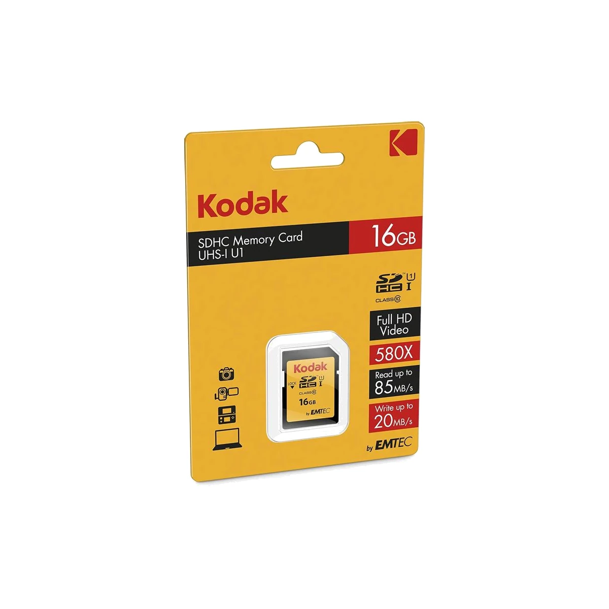 Kodak SDHC SD Memory Card 16Gb 85 Mb/s C10 UHS-I U1 V10 Premium