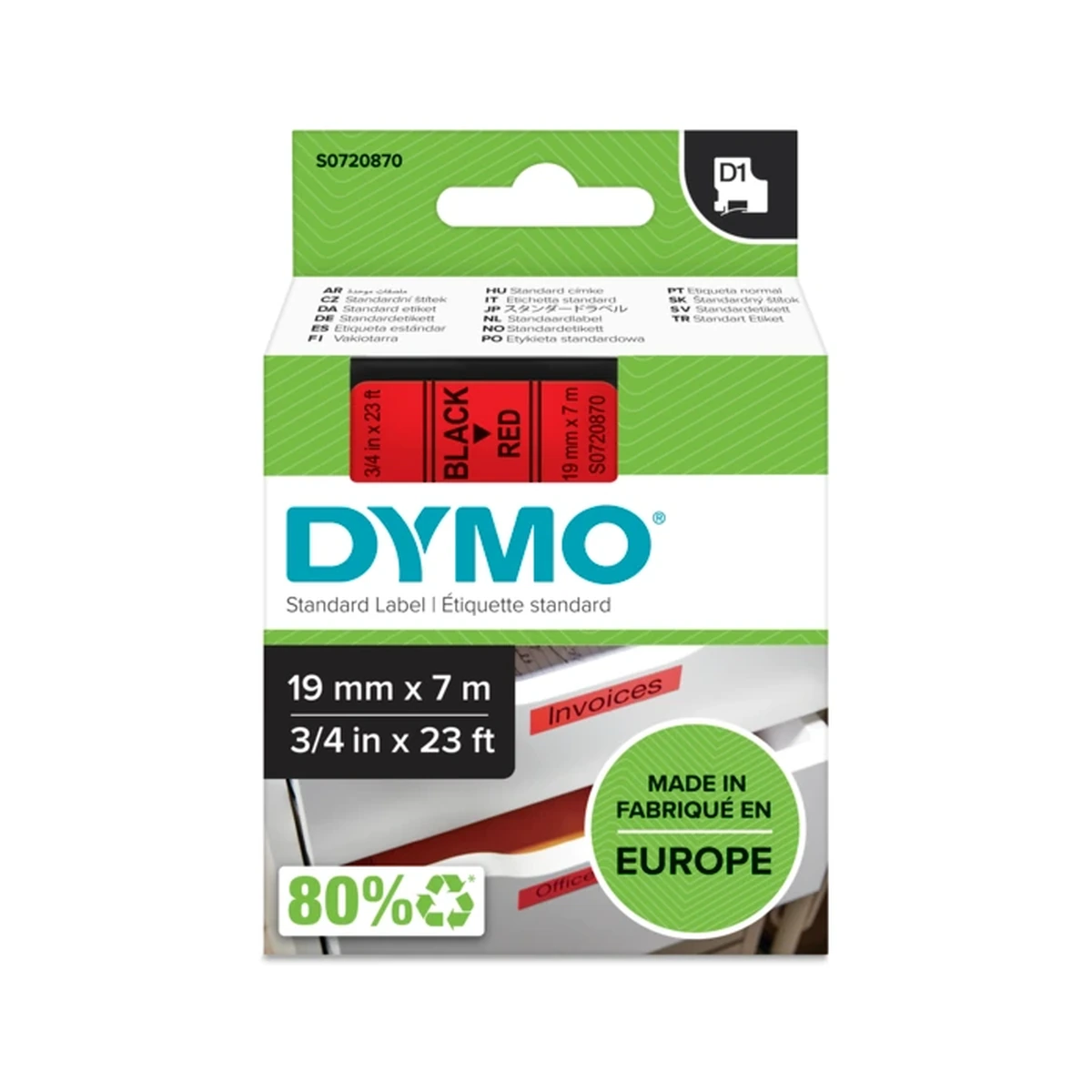 D1 cartridge, 19mmx7m, black/red