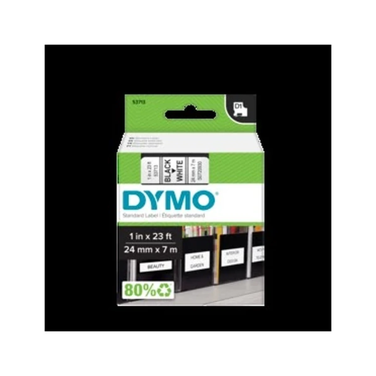D1 cartridge, 24mmx7m, black/white