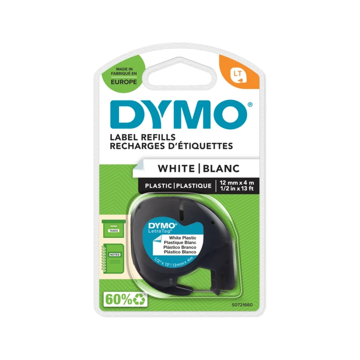 LETRATAG cartridge plastic, 12mmx4m, white