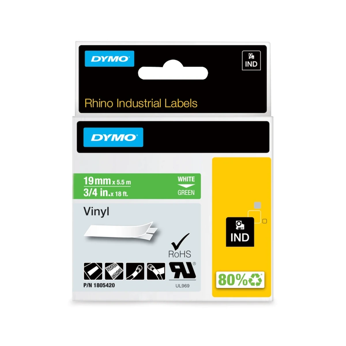 RHINO colored PVC 19mm white/green