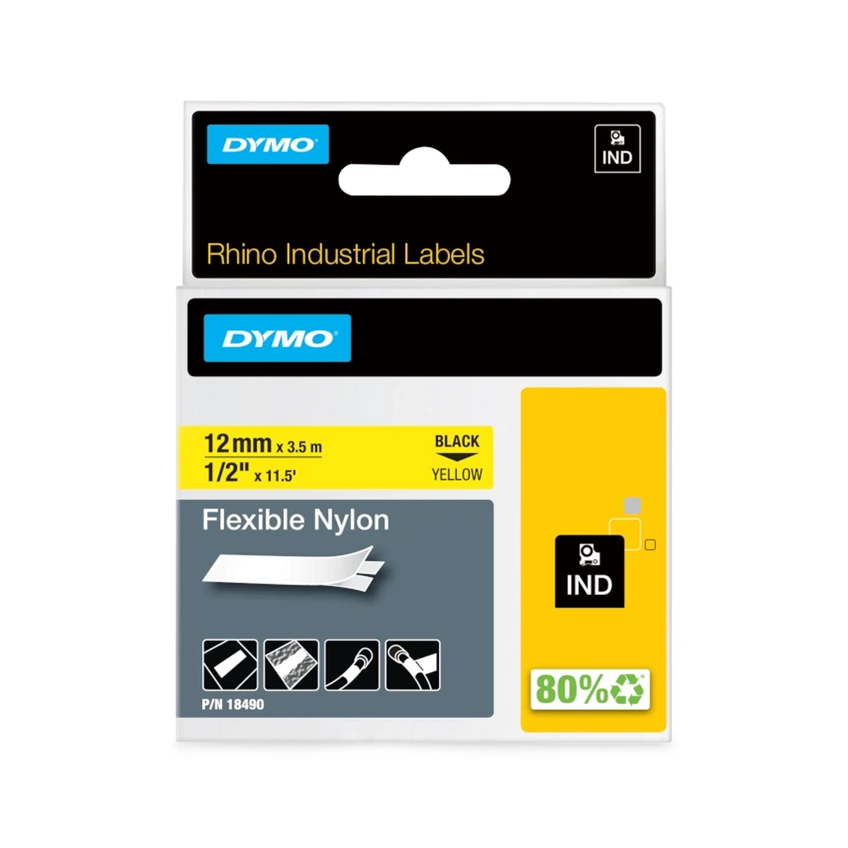 Nylon cartridge, 12mm x 3.5m, yellow