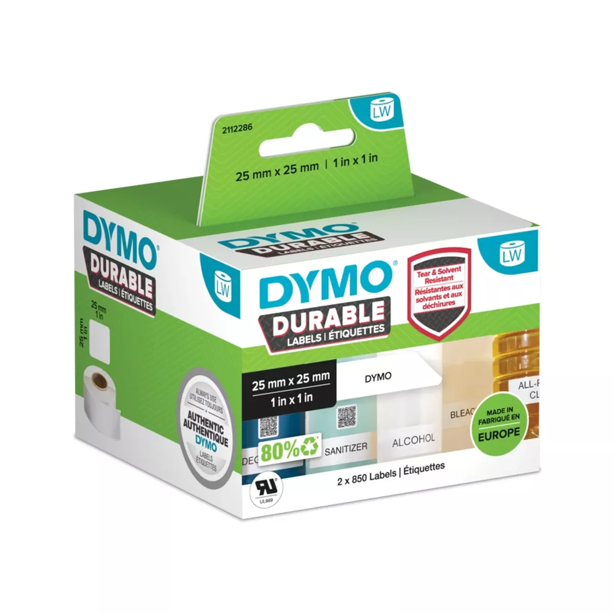 Durable square, multi-purpose label (25mm x 25mm)