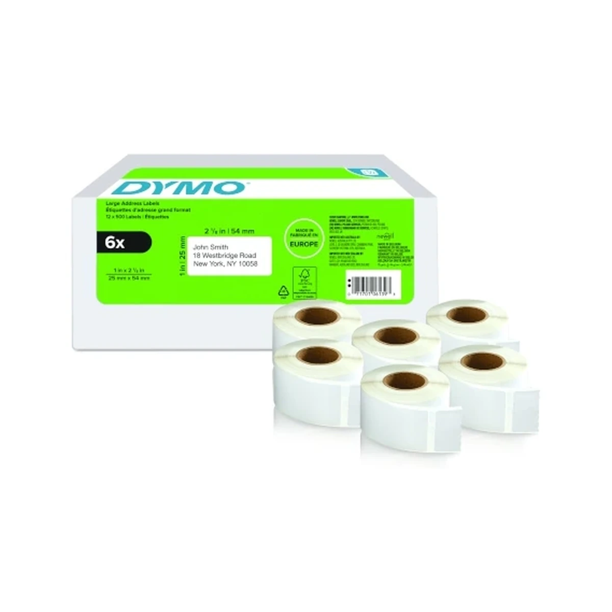 LW label, white, 54x25mm Value Pack 6 pcs