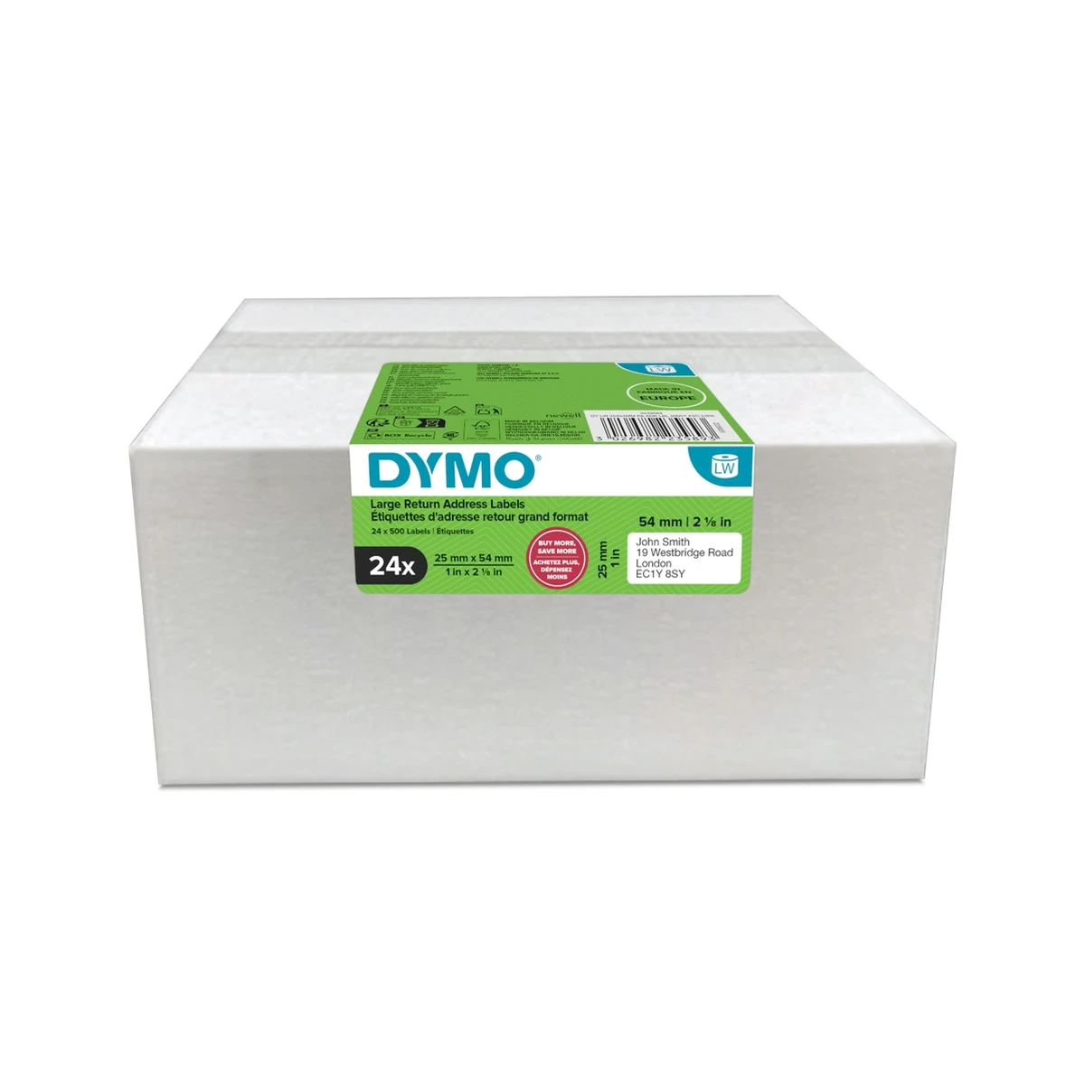 LW label, white, 54x25mm Value Pack 24 pcs