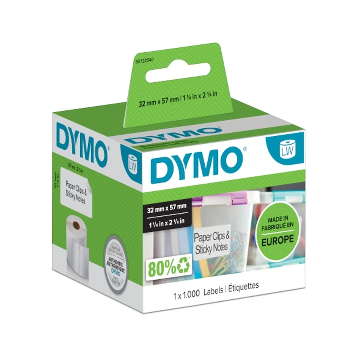 multi-purpose LW label, white paper, 57x32mm, 1000 labels/roll