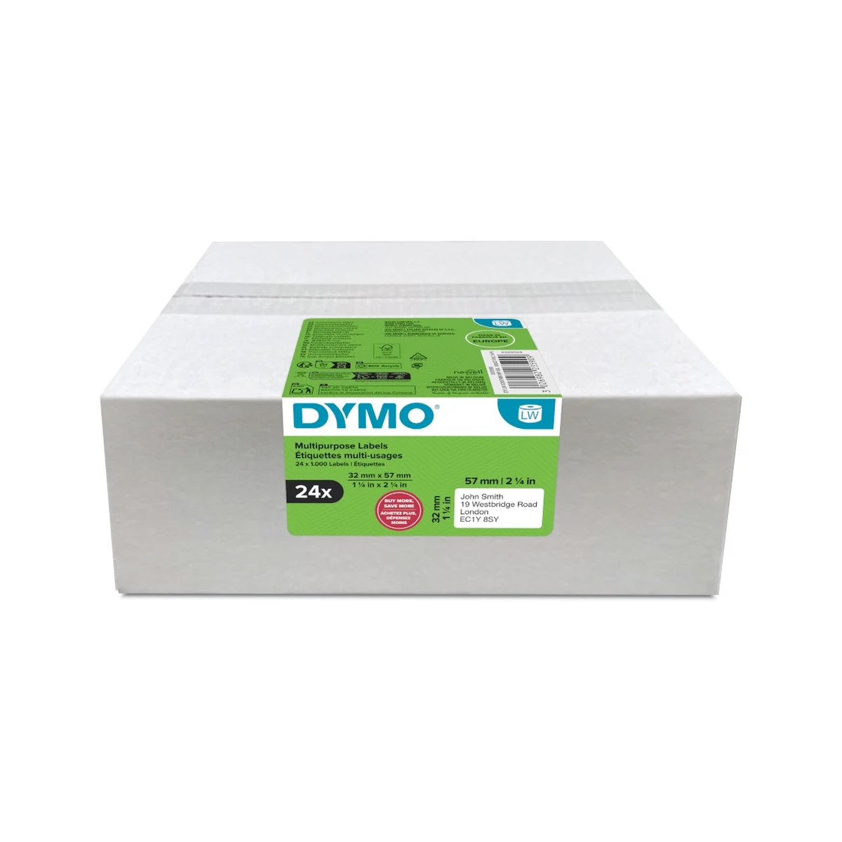 multi-purpose LW label, white paper, 57x32mm, 1000 labels/roll Value Pack 24 pcs