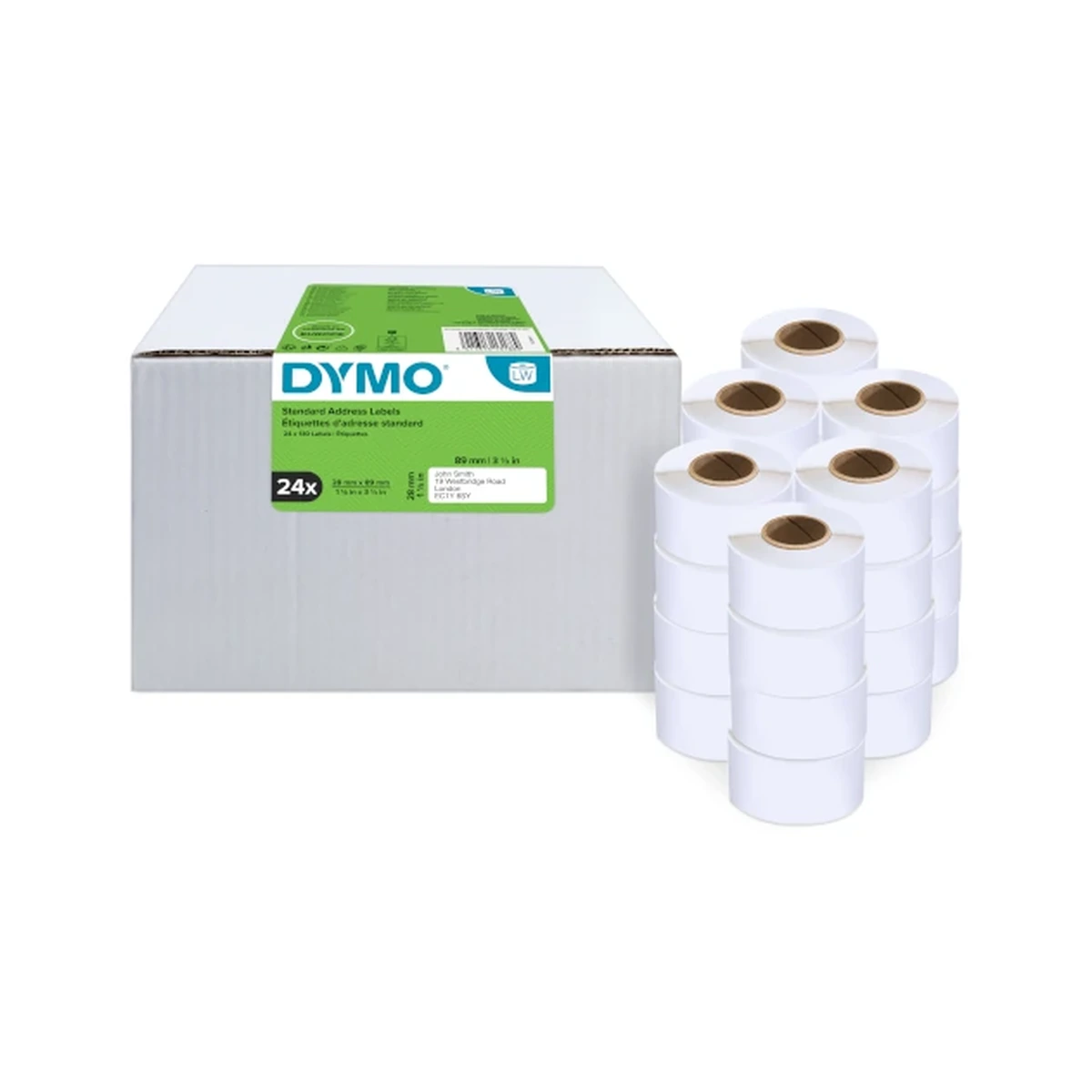 LW address label, white paper, 89x28mm, 130 labels/roll – Value Pack – 12 pcs / 24 rolls