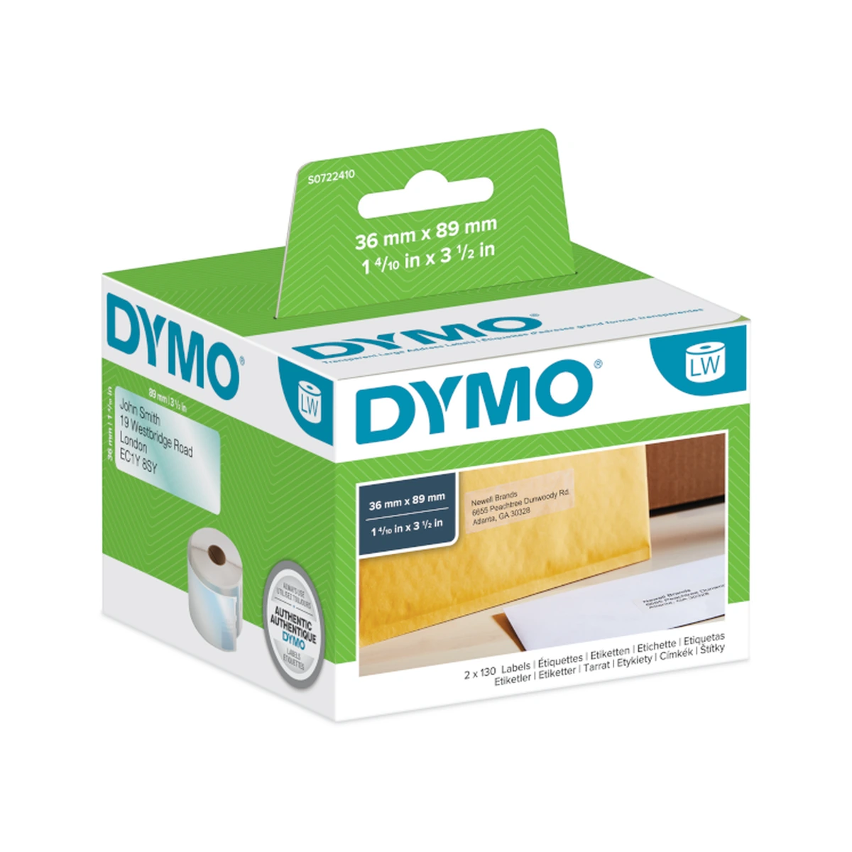 LW label, transparent, 89x36mm, 260 labels/roll