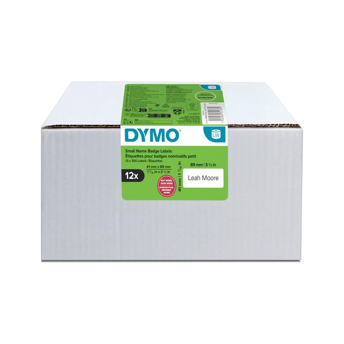 LW label, white, 89x41mm, 300 labels/roll Value Pack 12 pcs
