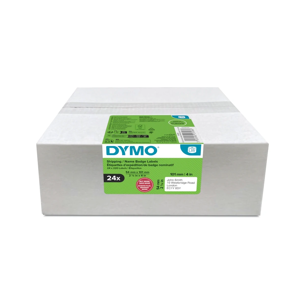 LW label, white paper, 101x54mm 220 labels/roll Value Pack 24 pcs