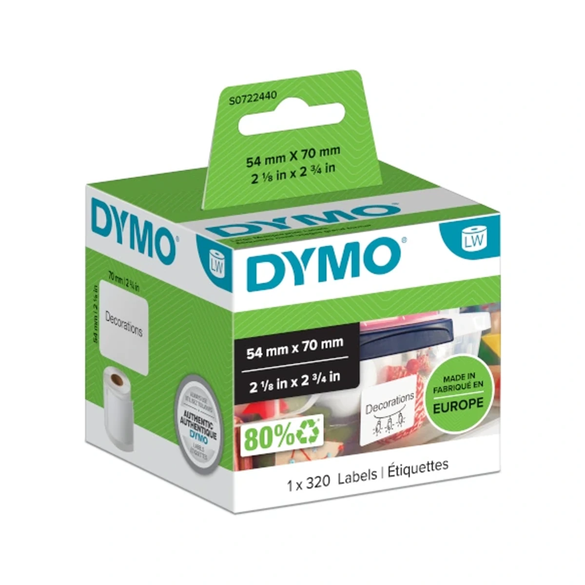 LW label for magnetic disk, white, 70x54mm 320 labels/roll