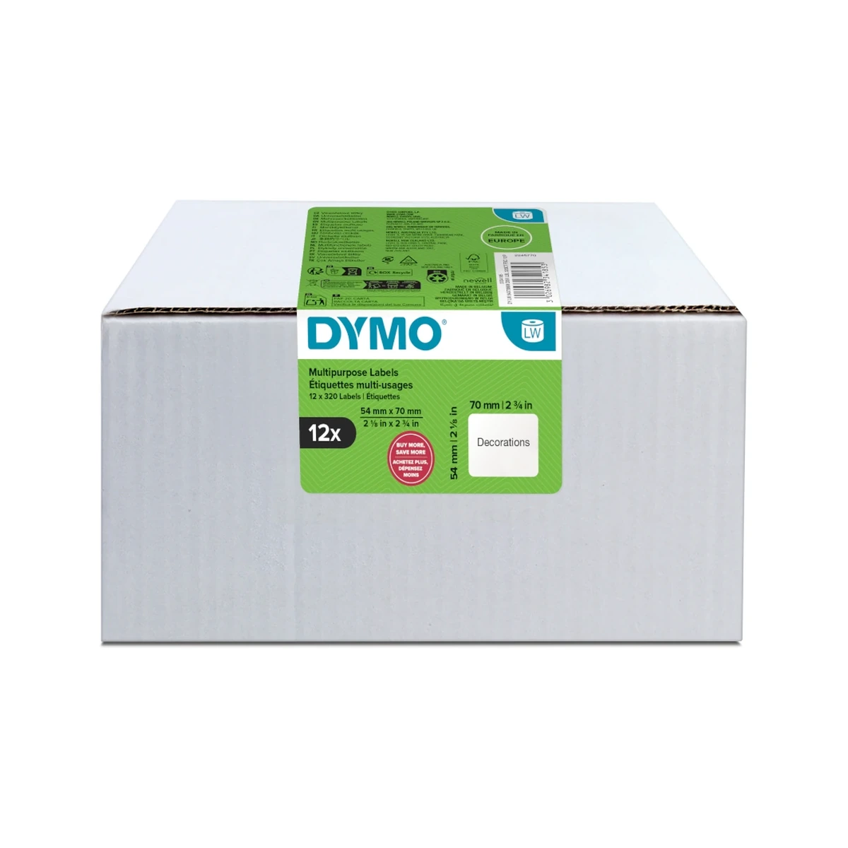 LW label for magnetic disk, white, 70x54mm 320 labels/roll Value Pack 12 pcs