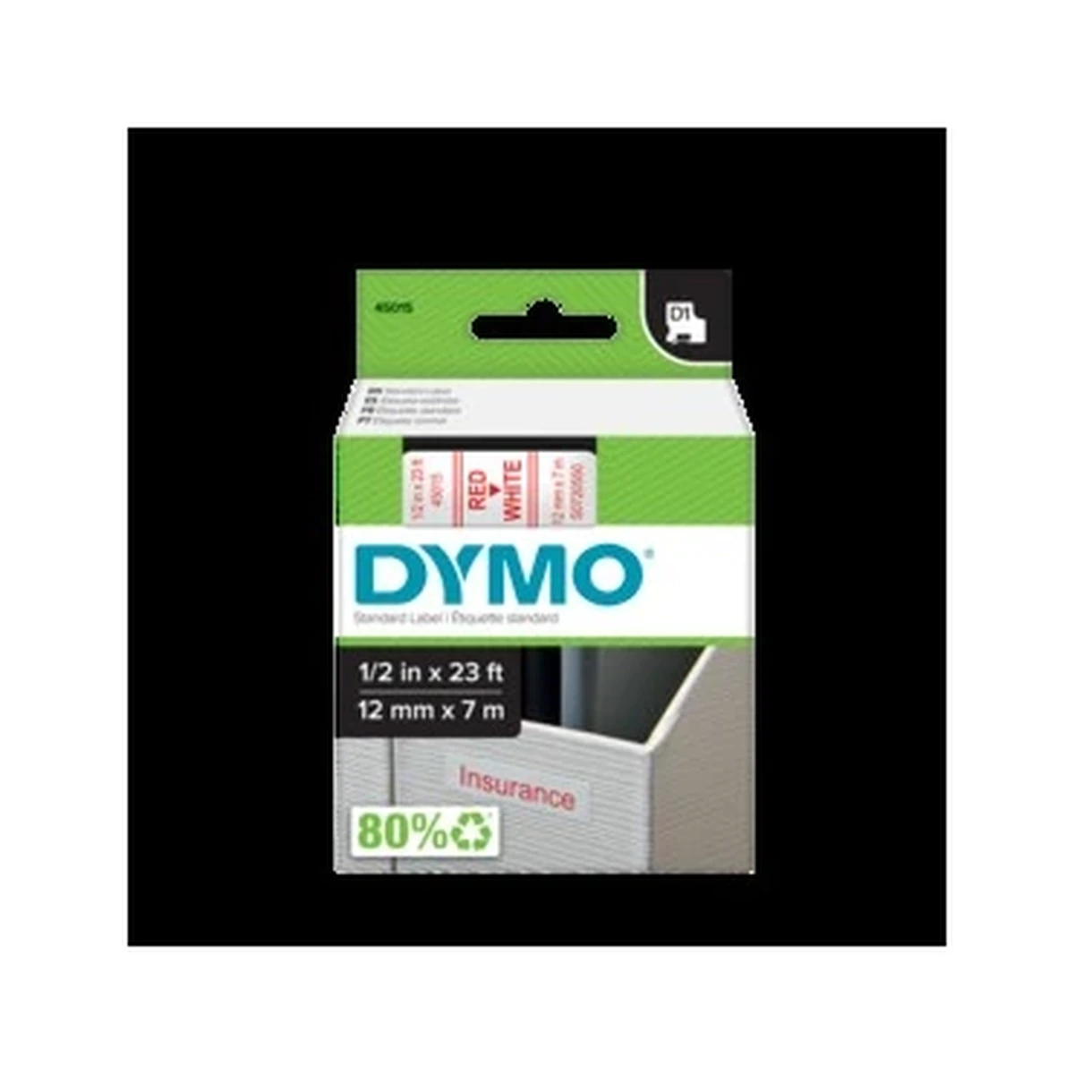 D1 cartridge, 12mmx7m, red/white