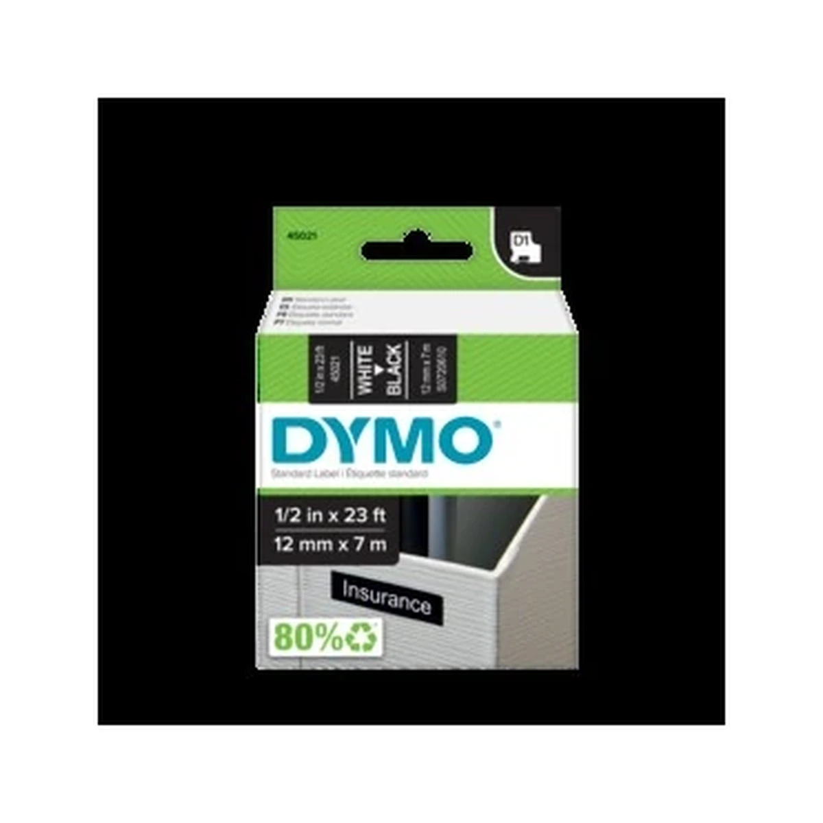 D1 cartridge, 12mmx7m, white/black