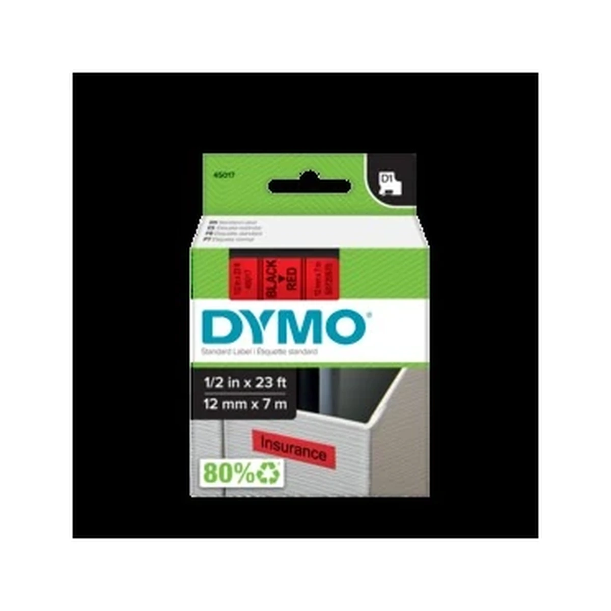 D1 cartridge, 12mmx7m, black/red